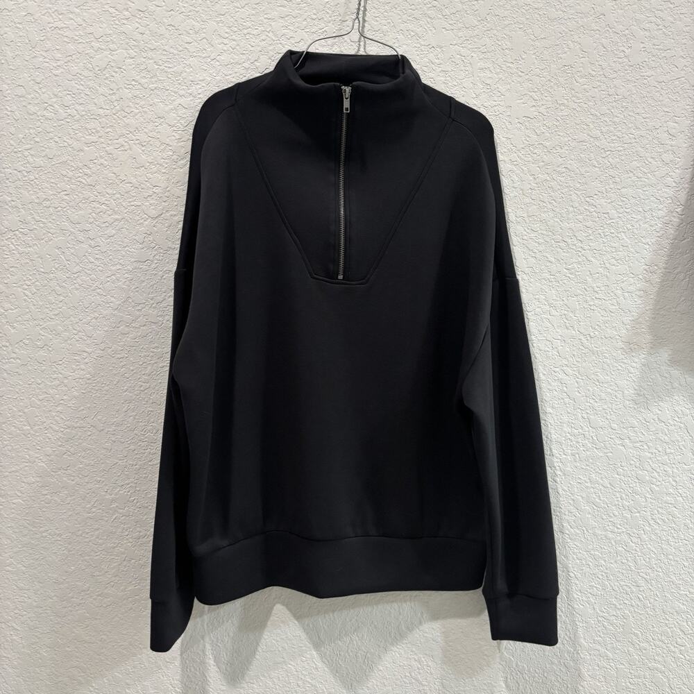 Vintage Havana Women’s Black 1/4 Zip Pullover Sweatshirt Modal Stretch Size L